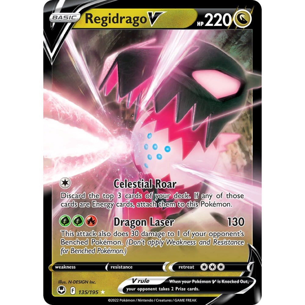 Regidrago V Holo Rare V 135/195 Pokemon Card Game Silver Tempest