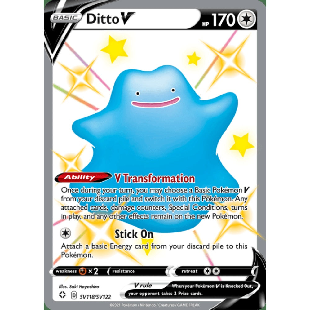 Ditto V Ultra Rare SV118/SV122 Pokemon Card Game Shining Fates