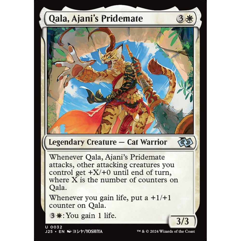 Qala, Ajani's Pridemate, 32, uncommon, Magic: The Gathering, Foundations Jumpstart