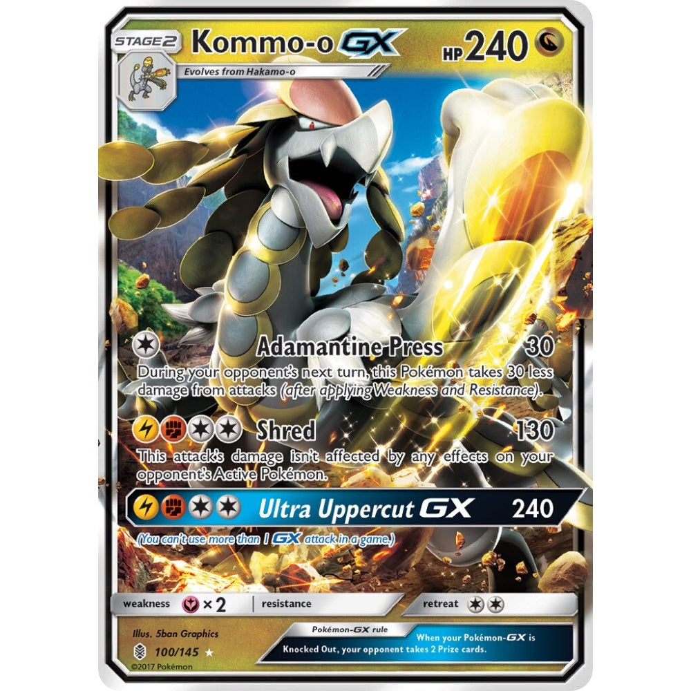Kommo-o-GX Rare Holo GX 100/145 Pokemon Card Game Guardians Rising