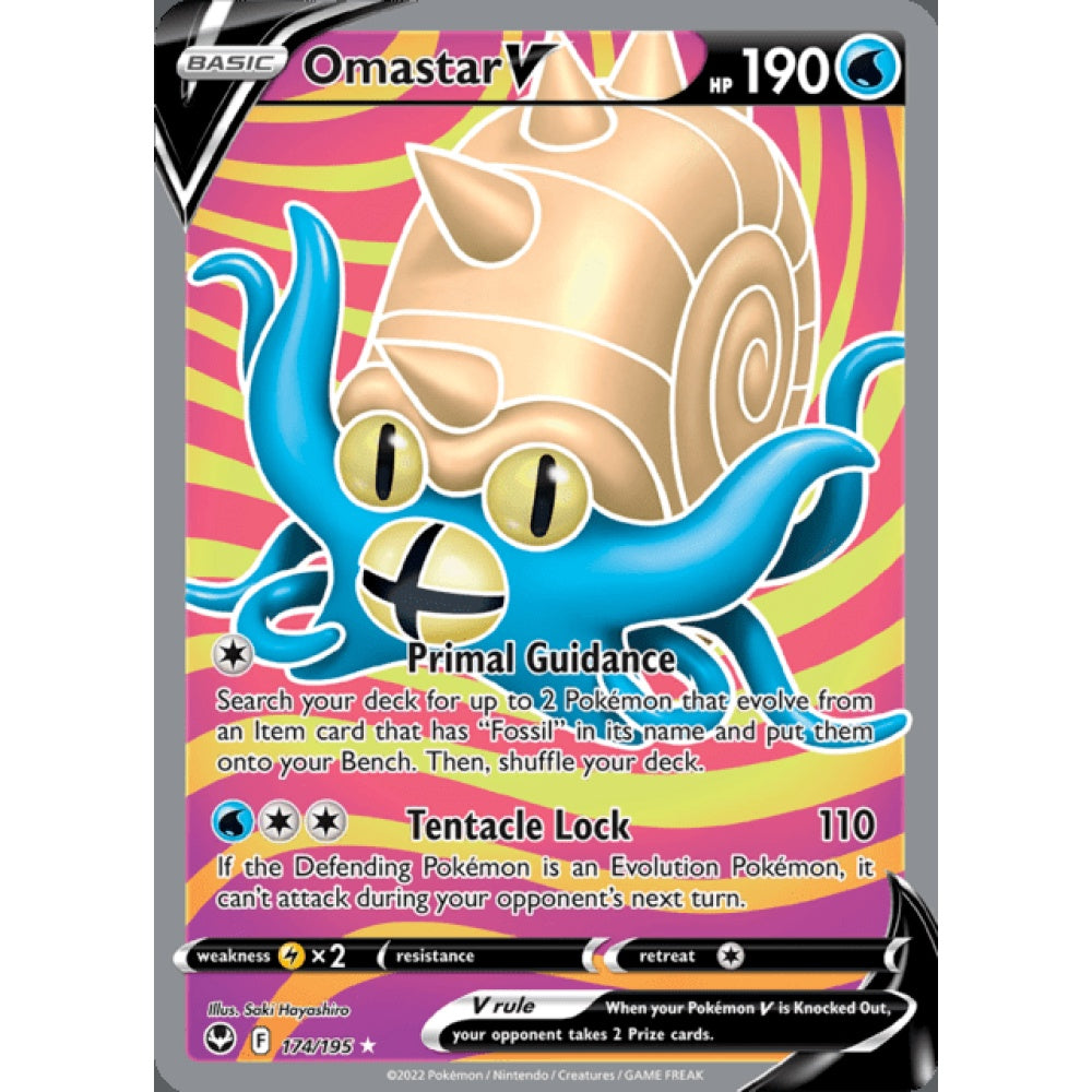 Omastar V Full Art 174/195 Pokemon Card Game Silver Tempest