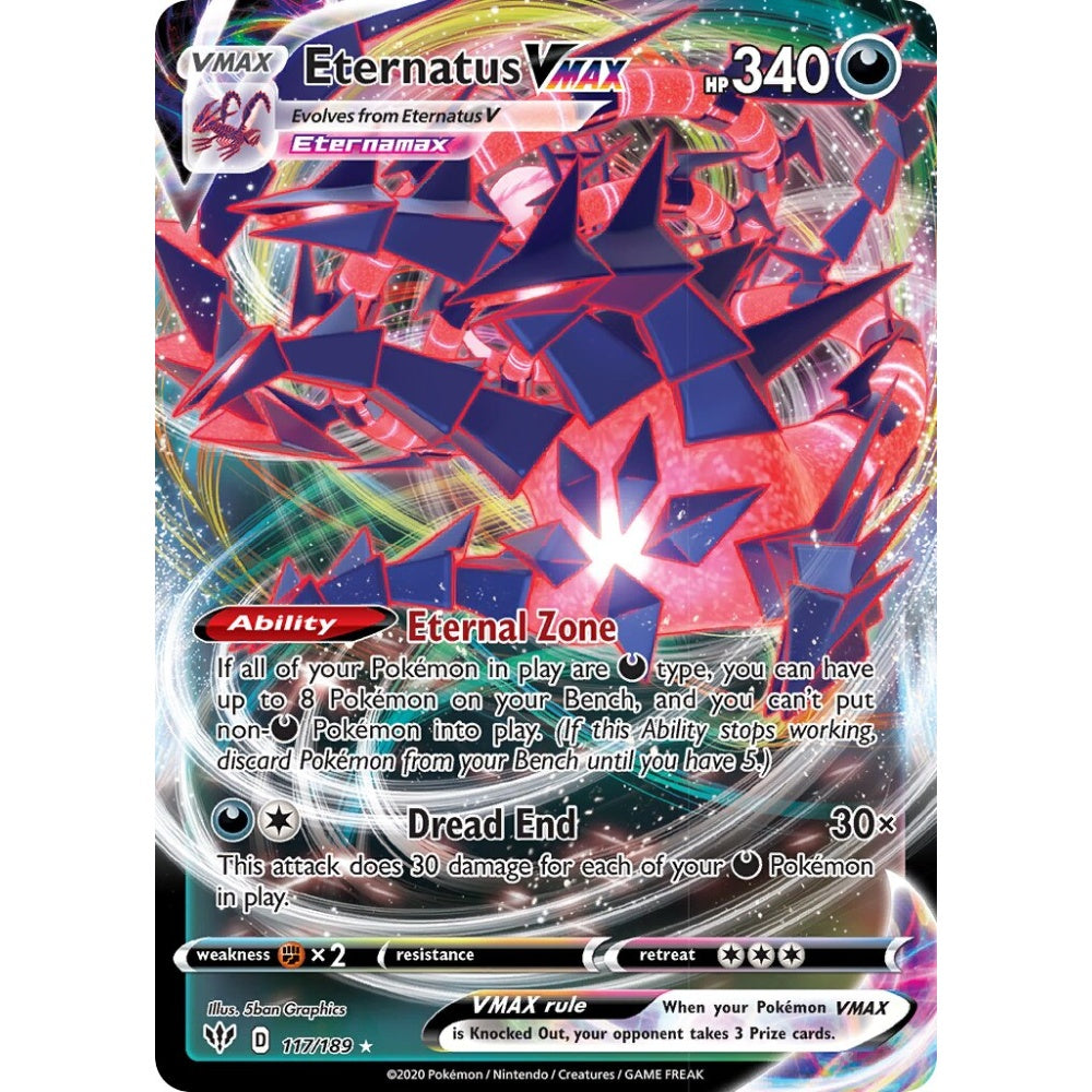 Eternatus VMAX Holo Rare VMAX 117/189 Pokemon Card Game Darkness Ablaze