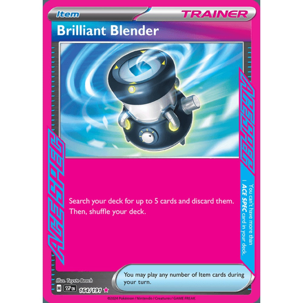 Brilliant Blender ACE 164/191 Pokemon Card Game Surging Sparks