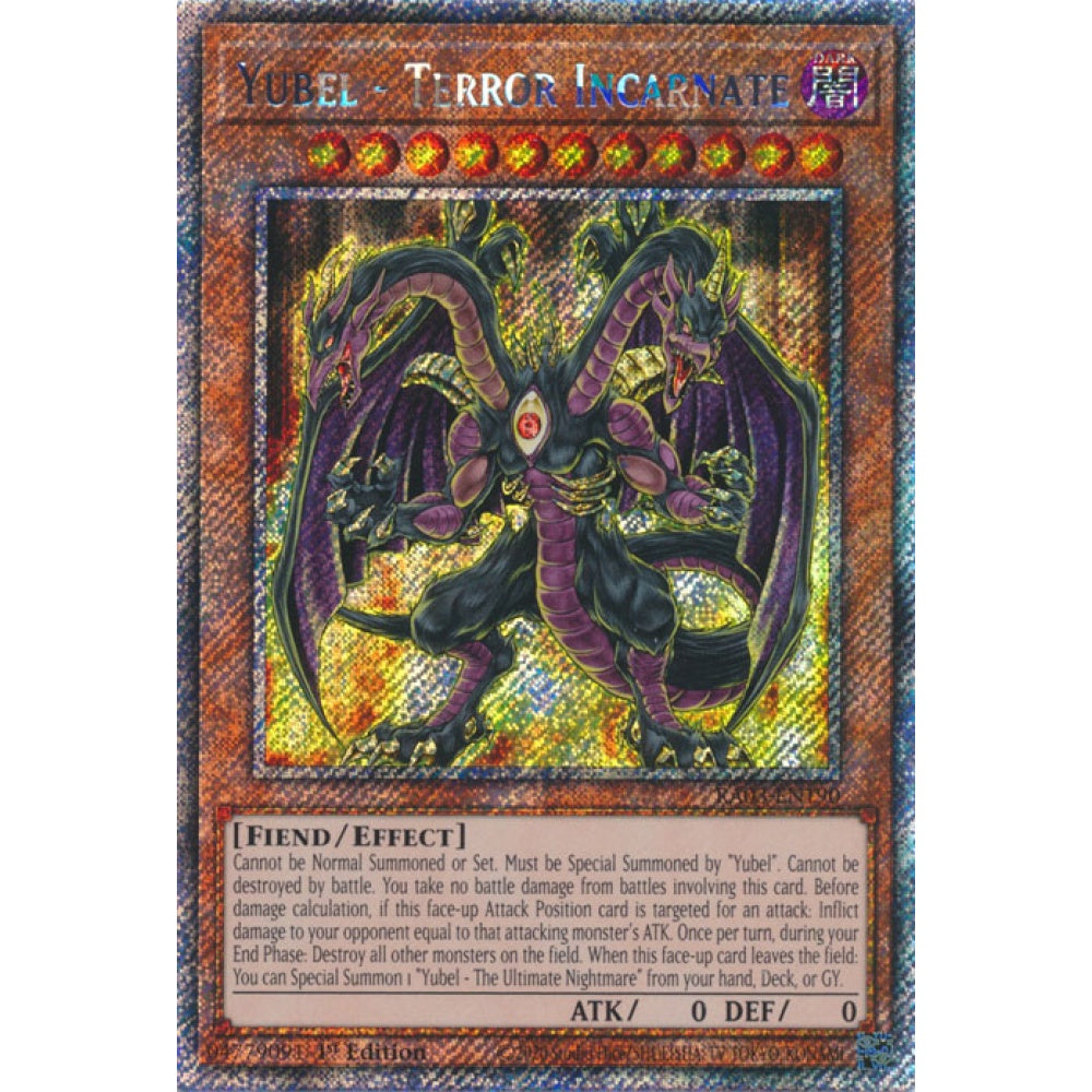 Yubel - Terror Incarnate RA03-EN190 Platinum Platinum Secret Rare Yu-Gi-Oh Quarter Century Bonanza in Art