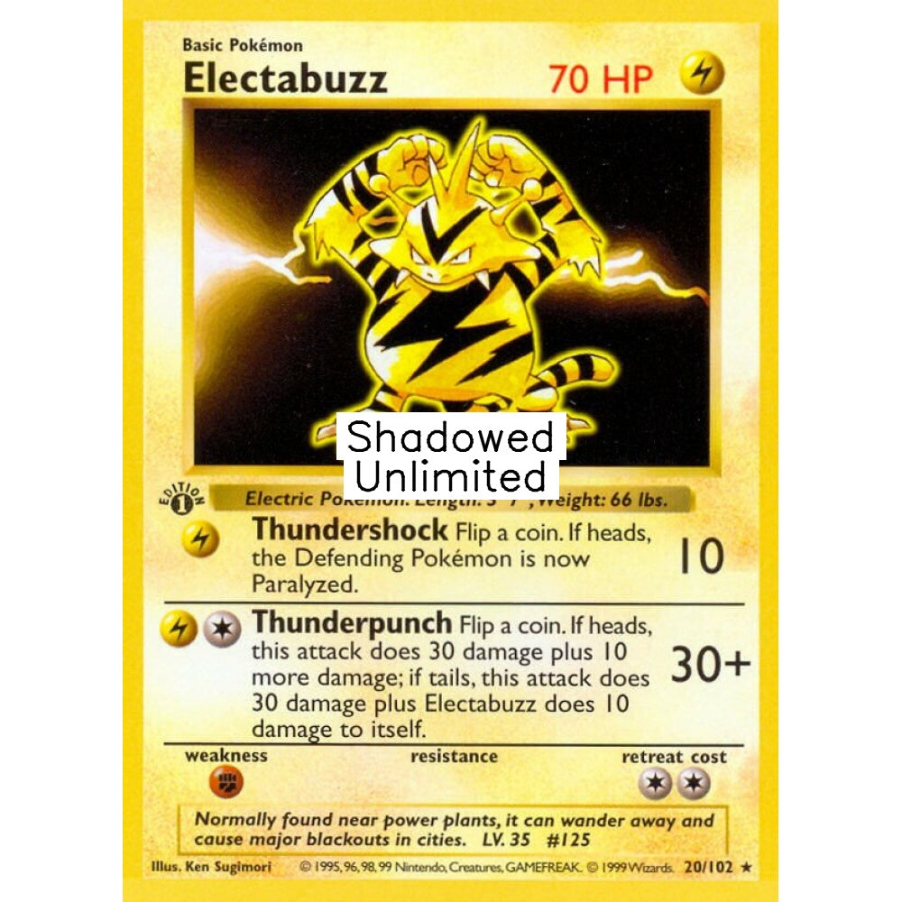 Electabuzz Rare 20/102 Pokemon Card Game Base Set