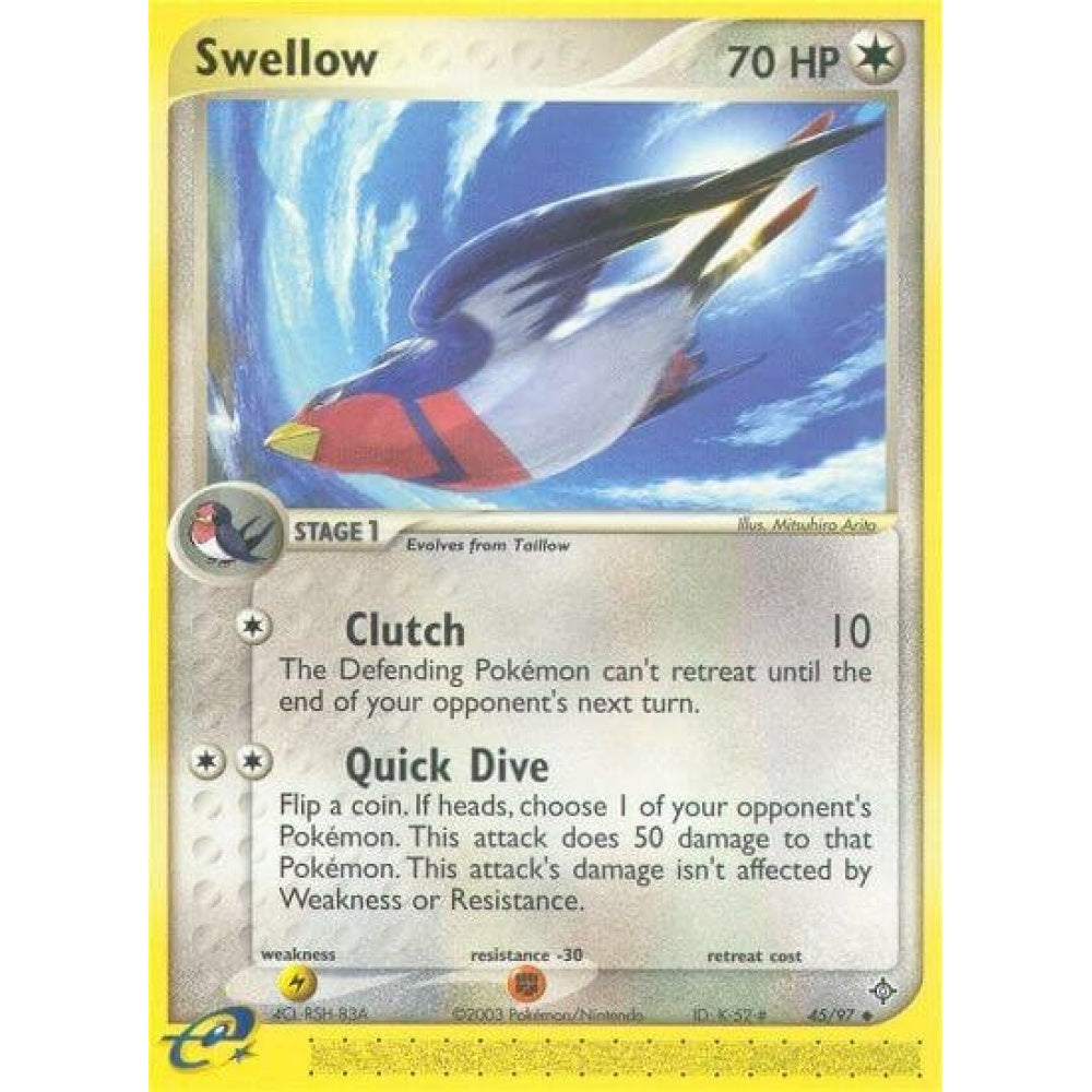 Swellow Uncommon 45/97 Pokemon Card Game EX Dragon