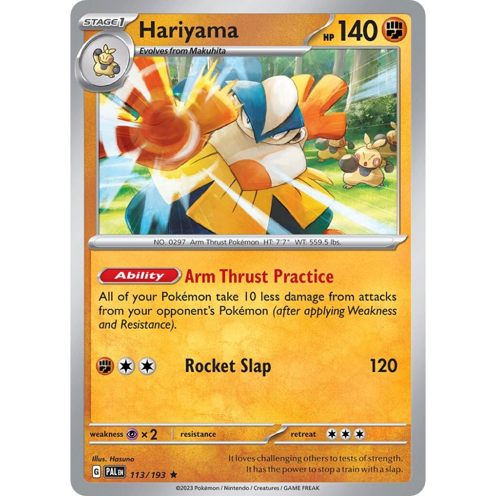 Hariyama Rare 113/193 Pokemon Card Game Paldea Evolved