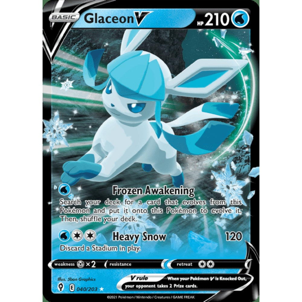 Glaceon V Double Rare 040/203 Pokemon Card Game Evolving Skies