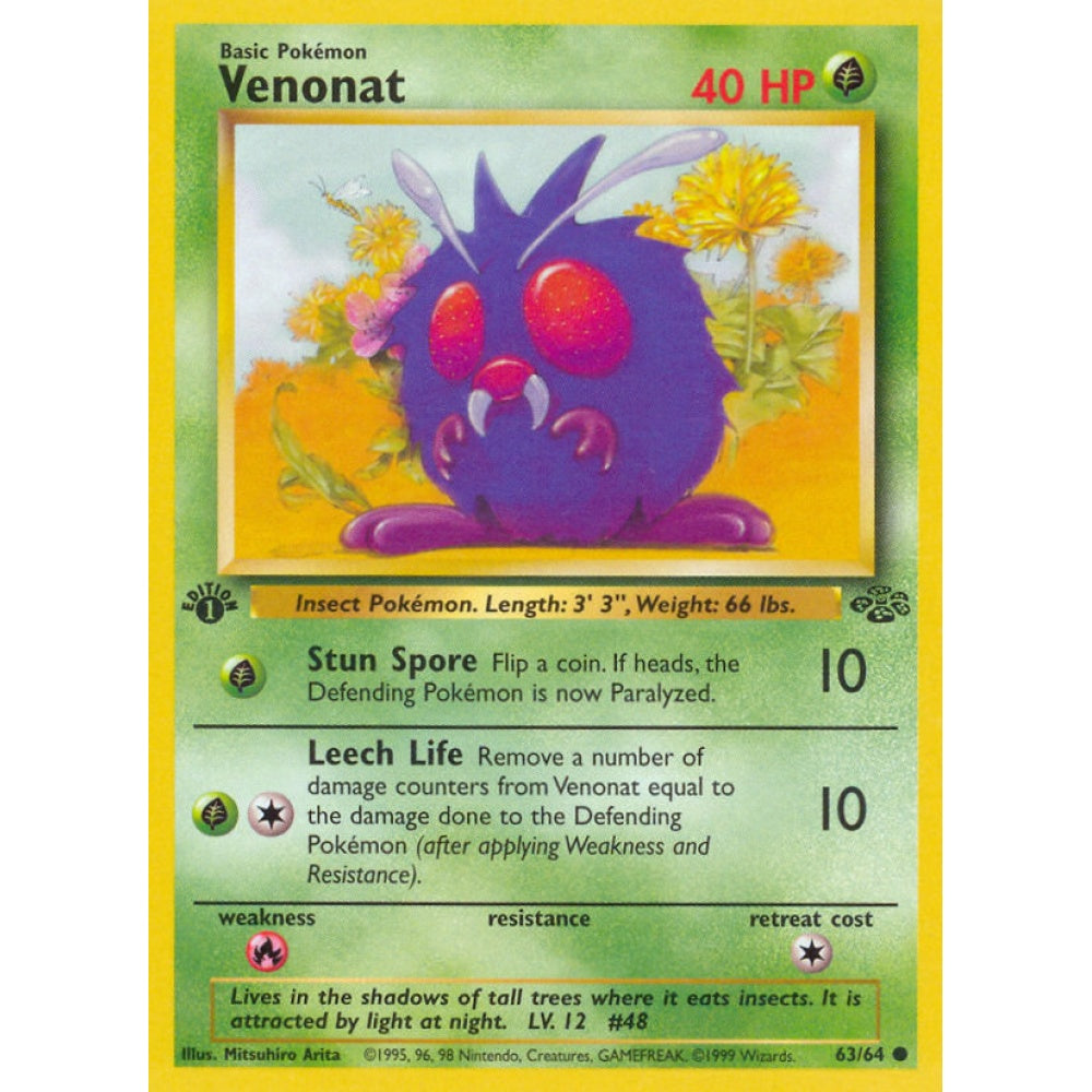 Venonat Common 63/64 Pokemon Card Game Jungle