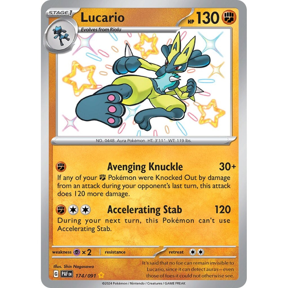 Lucario Shiny Rare 174/091 Pokemon Card Game Paldean Fates