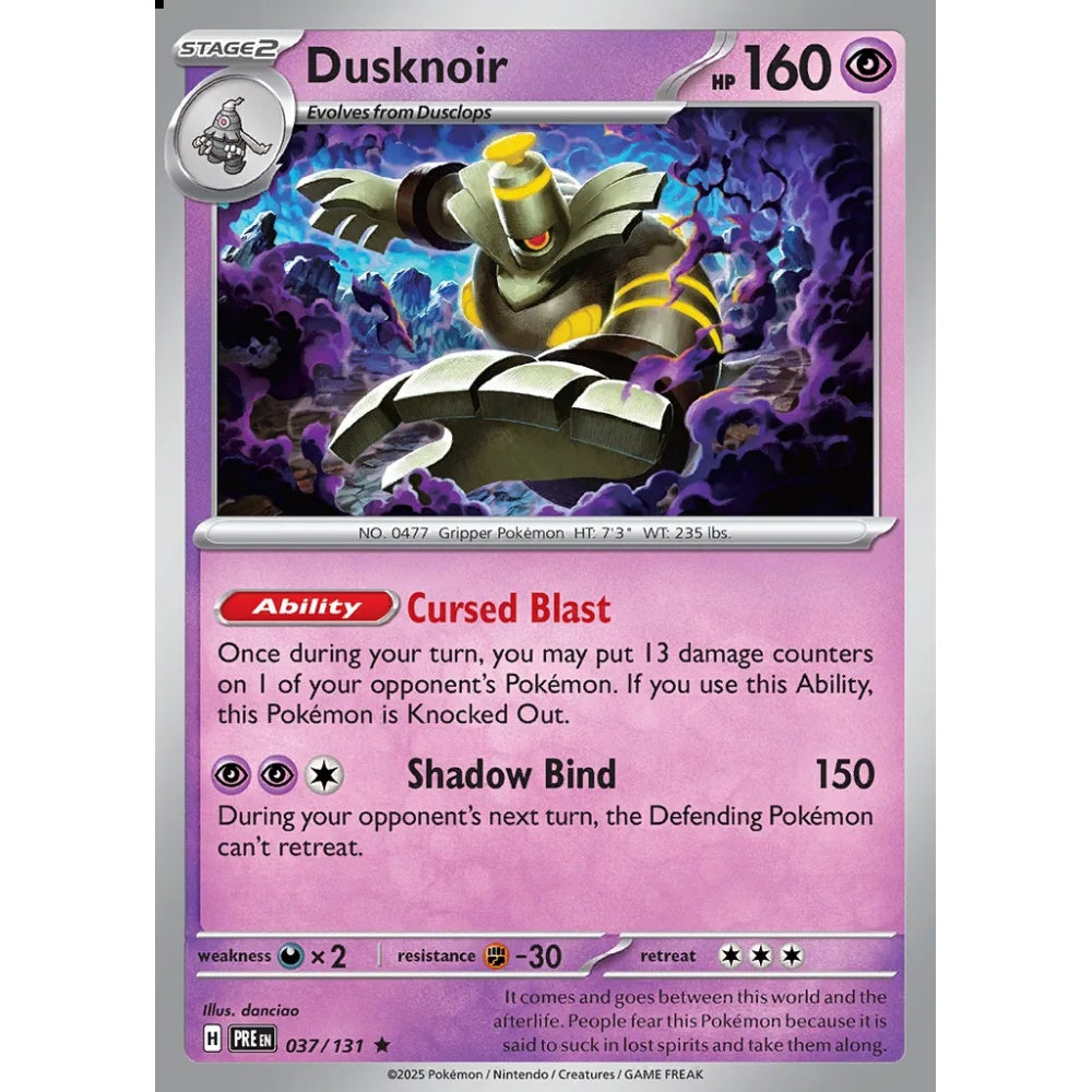 Dusknoir Rare 037/131 Pokemon Card Game Prismatic Evolutions