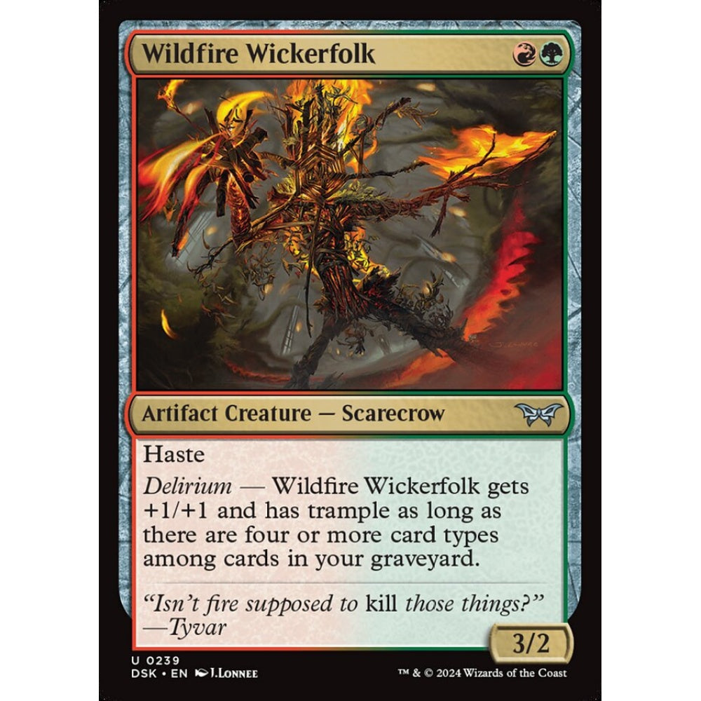 Wildfire Wickerfolk, 239, uncommon, Magic: The Gathering, Duskmourn: House of Horror