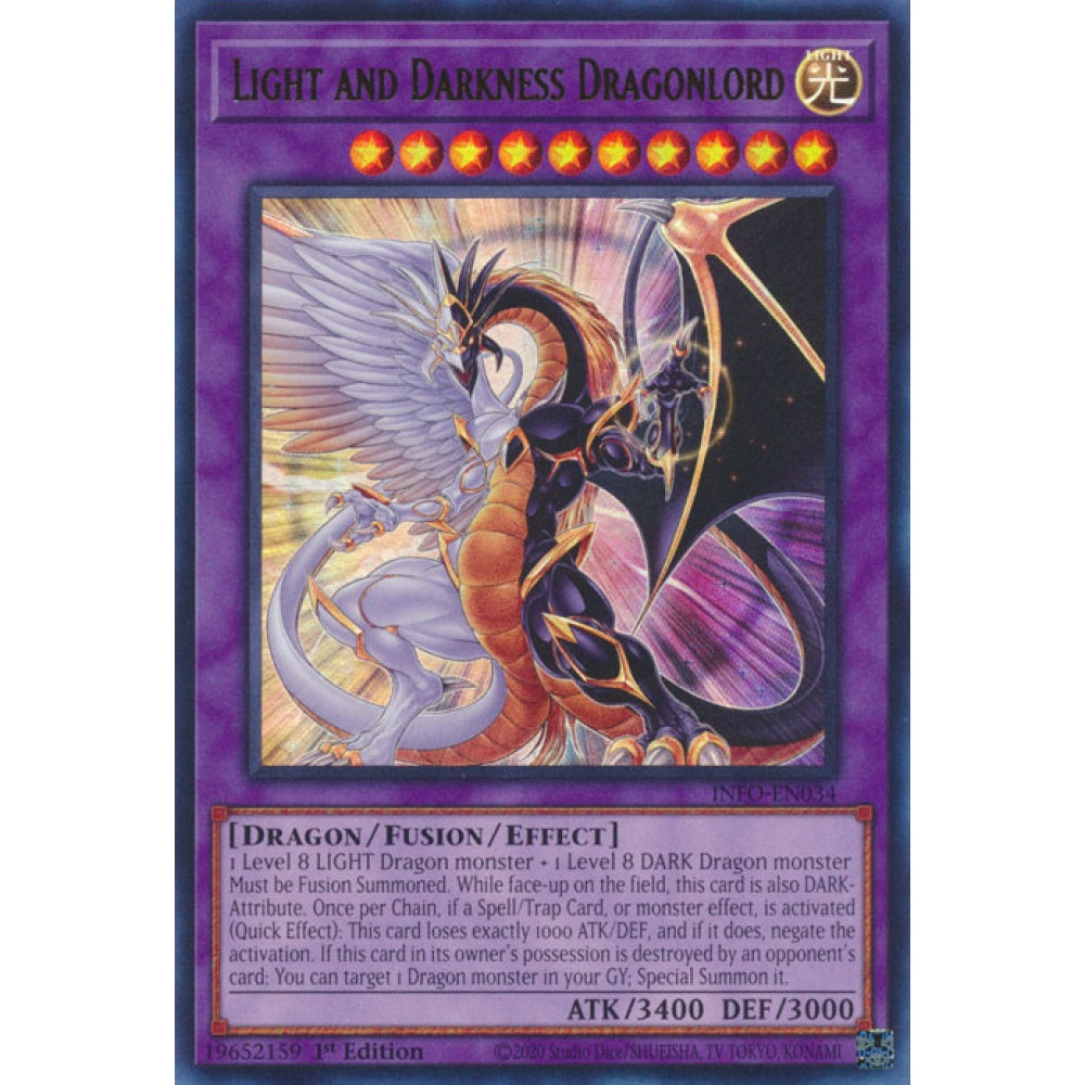Light and Darkness Dragonlord INFO-EN034 QCR Quarter Century Secret Rare Yu-Gi-Oh The Infinite Forbidden in Art