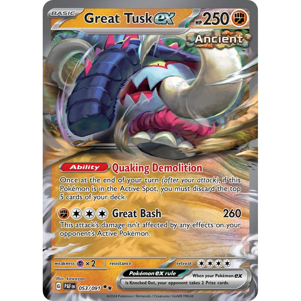 Great Tusk ex Double Rare 053/091 Pokemon Card Game Paldean Fates