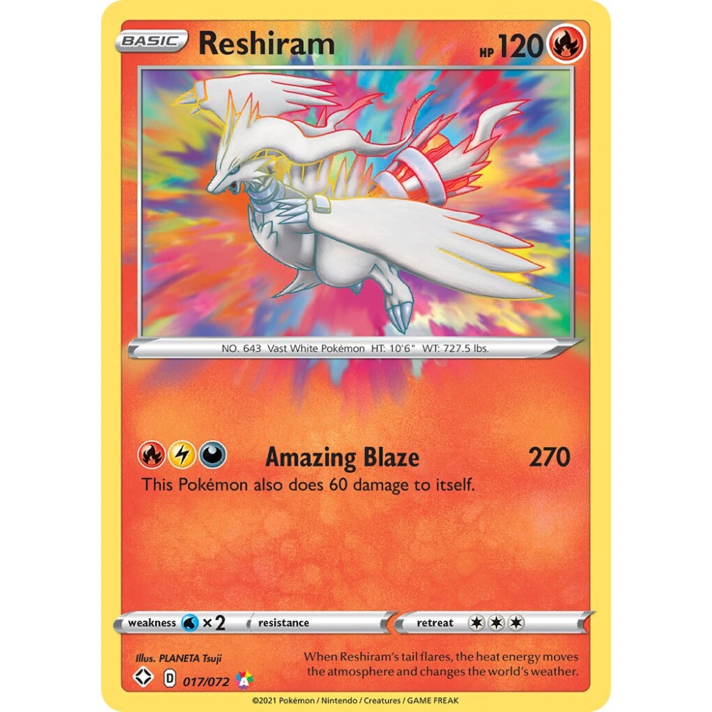 Reshiram Amazing Rare 017/072 Pokemon Card Game Shining Fates