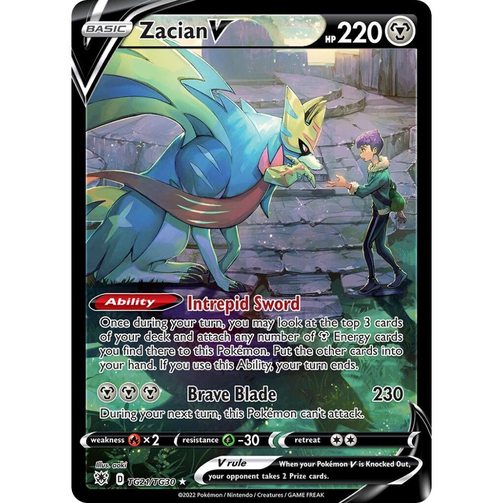 Zacian V Holo Rare V TG21/TG30 Pokemon Card Game Astral Radiance