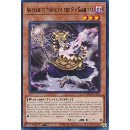 Anarchist Monk of the Six Samurai ROTA-EN019 Common Common Yu-Gi-Oh Rage of the Abyss in Art