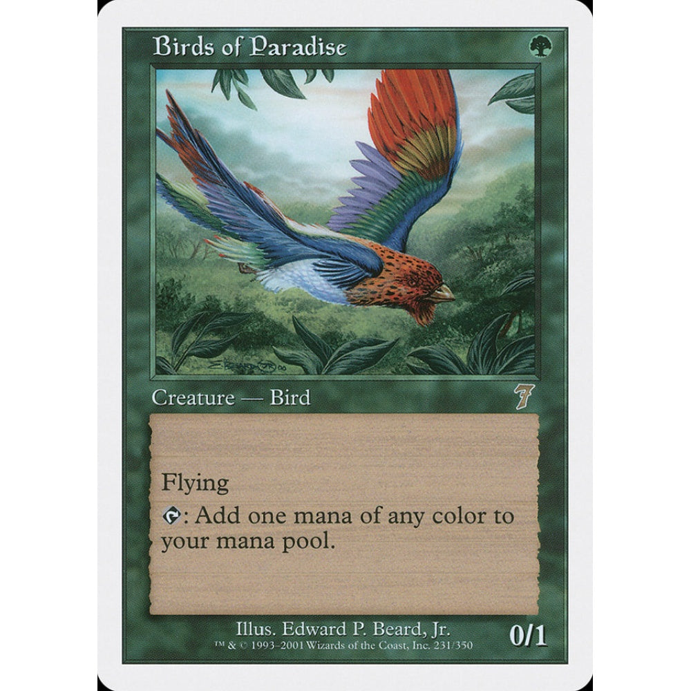 Birds of Paradise rare 231 Magic the Gathering Seventh Edition Spanish