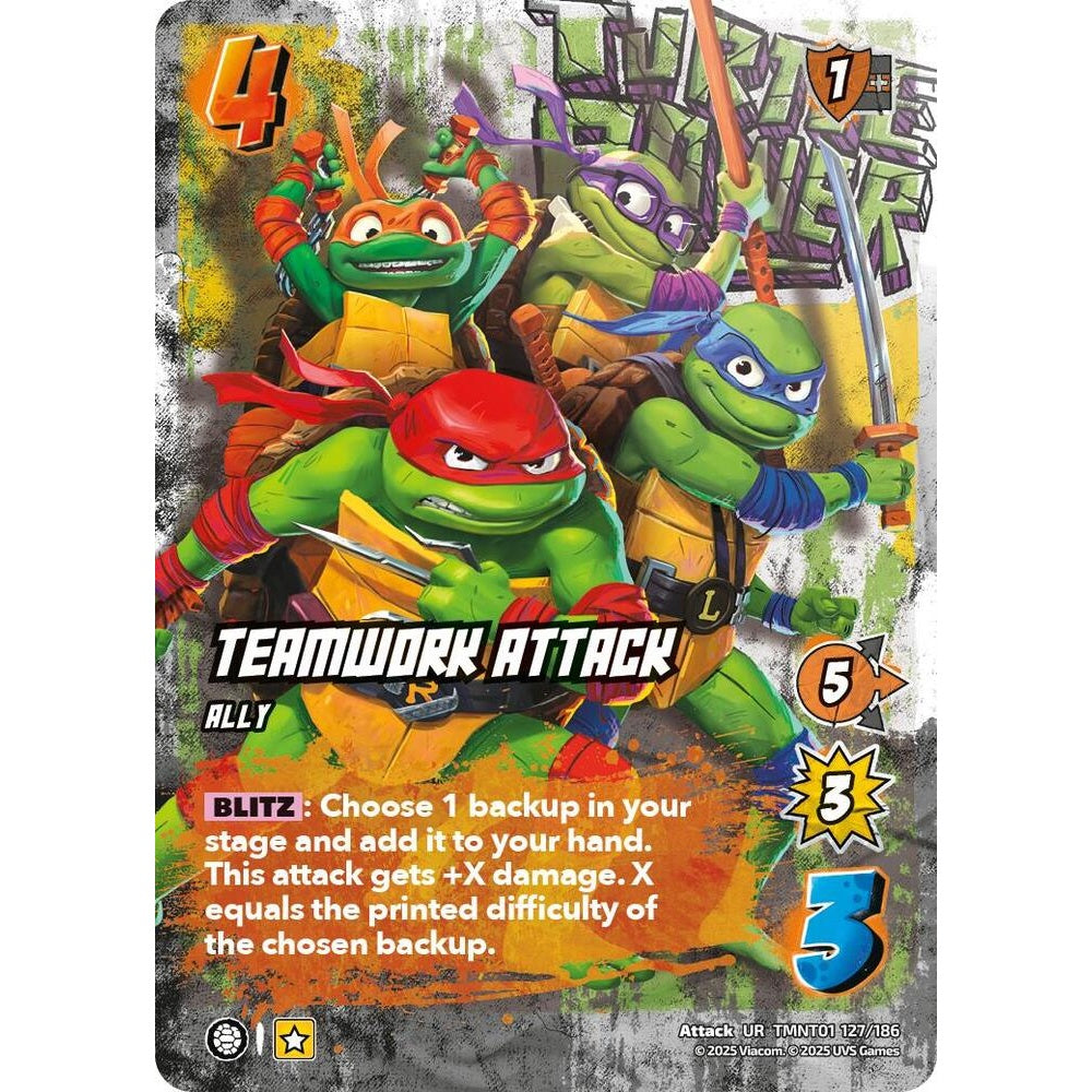 Teamwork Attack 127/186 TMNT01 Universus Teenage Mutant Ninja Turtles Attack UR