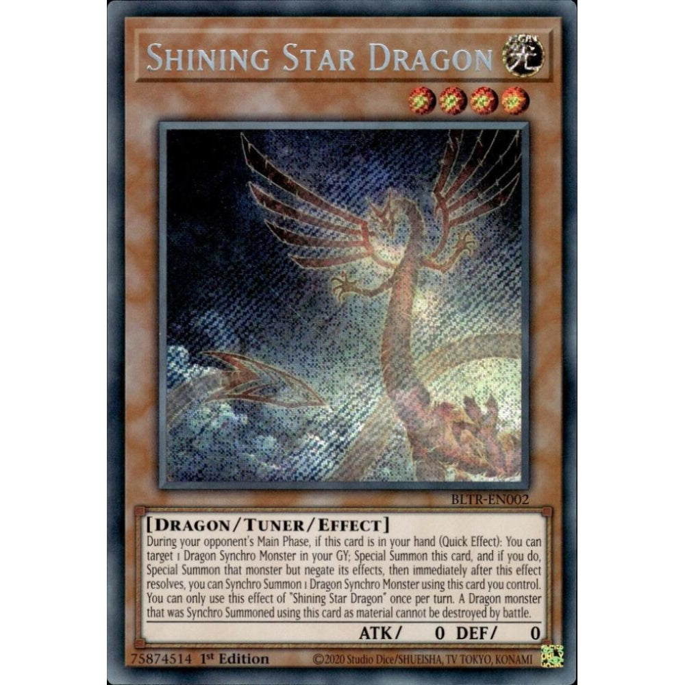 Shining Star Dragon BLTR-EN002 Secret Yu-Gi-Oh Battles of Legend: Terminal Revenge