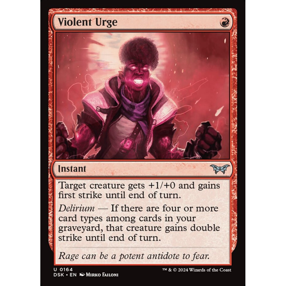 Violent Urge, 164, uncommon, Magic: The Gathering, Duskmourn: House of Horror