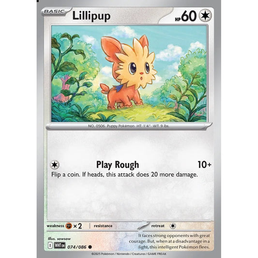 Lillipup Common 074/086 Pokemon Card Game White Flare