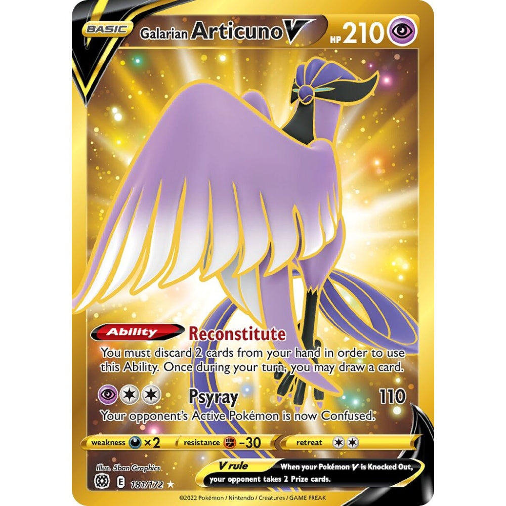 Galarian Articuno V Rare Secret 181/172 Pokemon Card Game Brilliant Stars