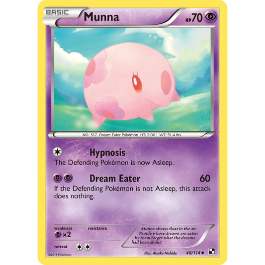 Munna Uncommon 48/114 Pokemon Card Game Black & White
