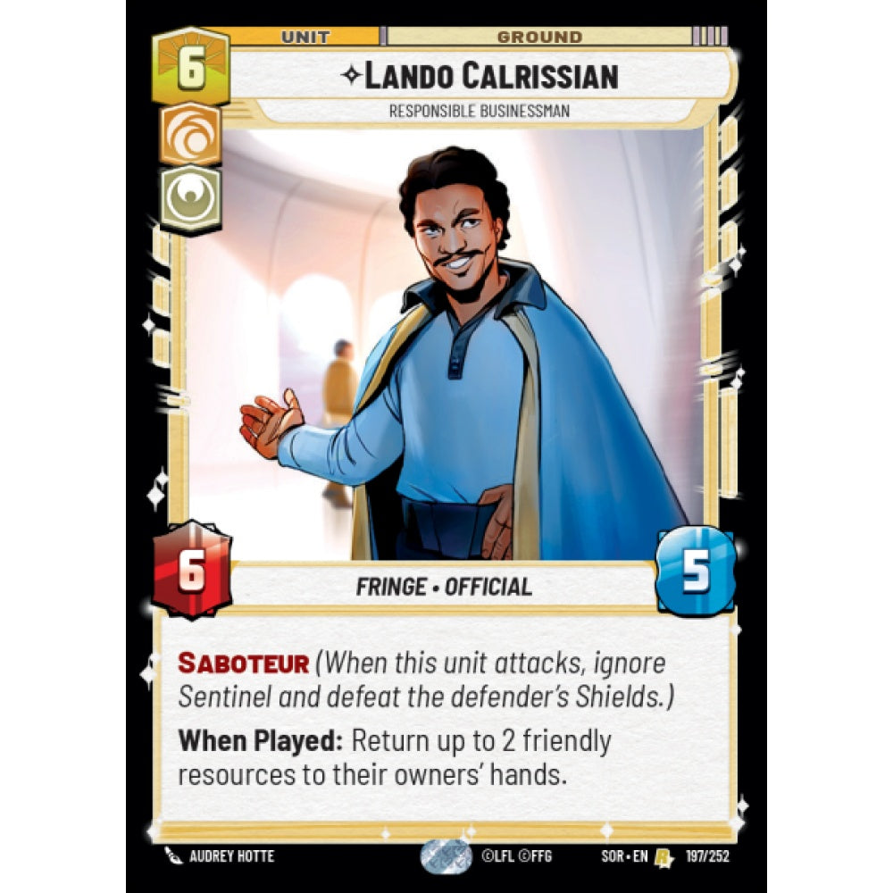 Lando Calrissian, 197, R, Star Wars Unlimited, Sparks Of Rebellion