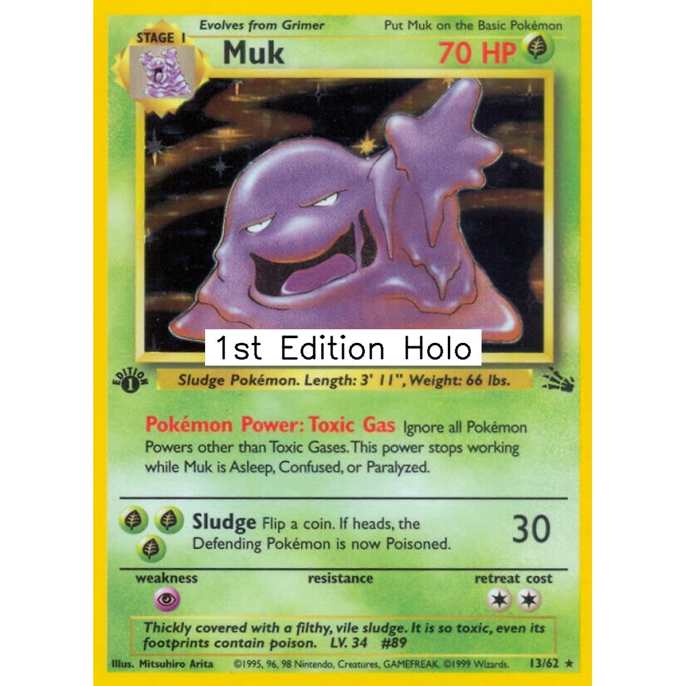 Muk Rare Holo 13/62 Pokemon Card Game Fossil