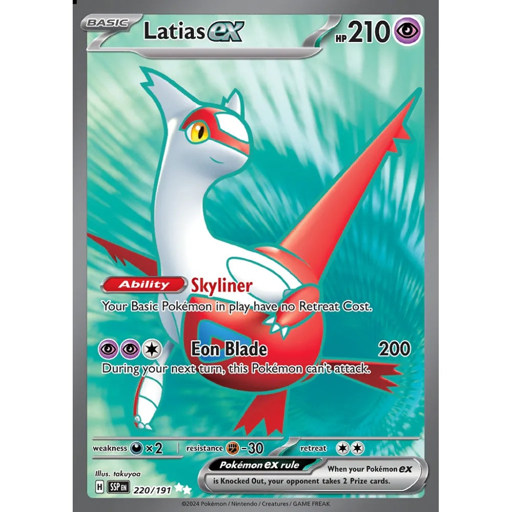 Latias ex Ultra Rare 220/191 Pokemon Card Game Surging Sparks