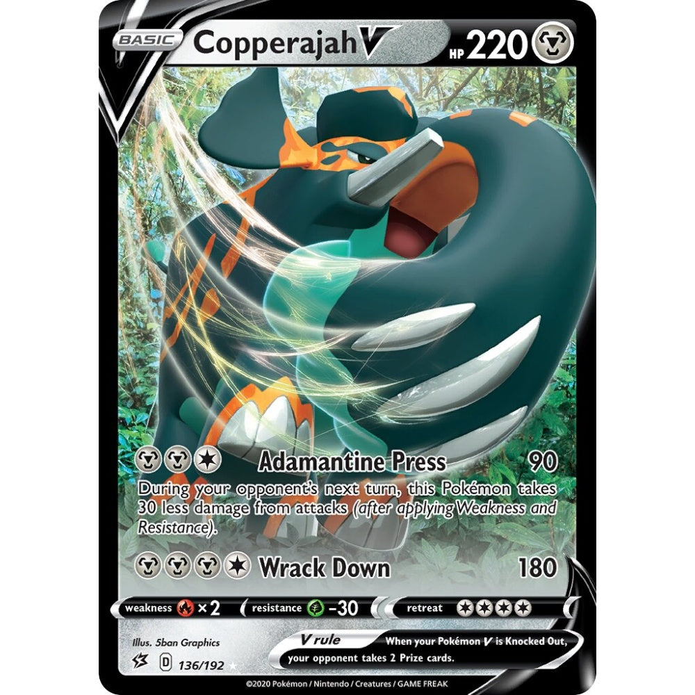 Copperajah V Holo Rare V 136/192 Pokemon Card Game Rebel Clash