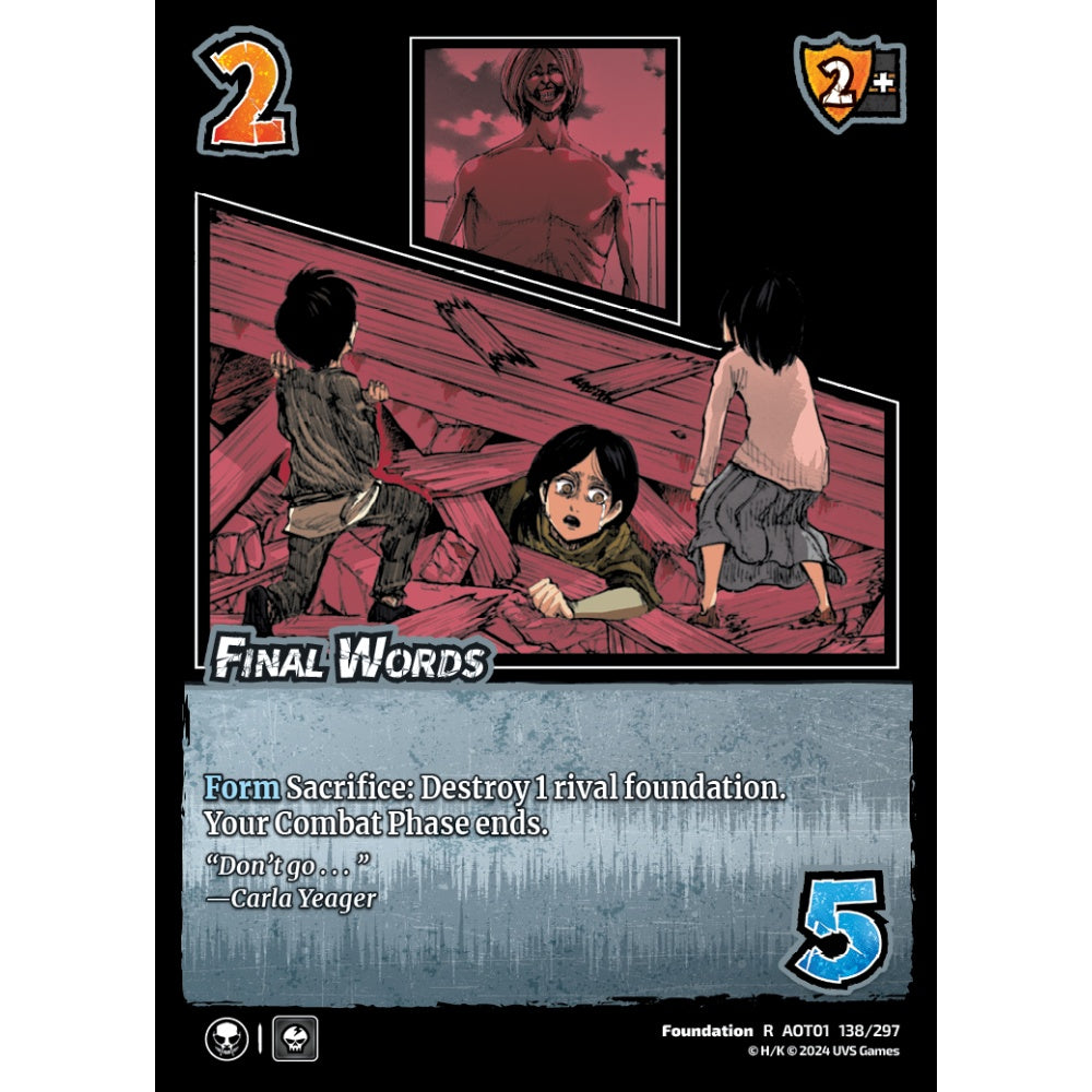 Final Words, 138/297, R, UniVersus, Attack on Titan: Battle for Humanity
