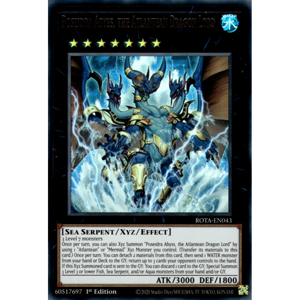Poseidra Abyss, the Atlantean Dragon Lord ROTA-EN043 Ultra Ultra Rare Yu-Gi-Oh Rage of the Abyss in Art