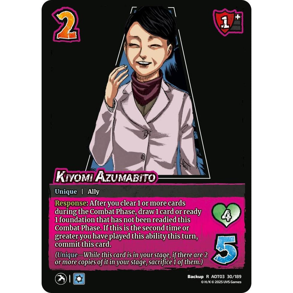 Kiyomi Azumabito 30/189 AOT03 Universus Attack on Titan: Apocalypse Backup R