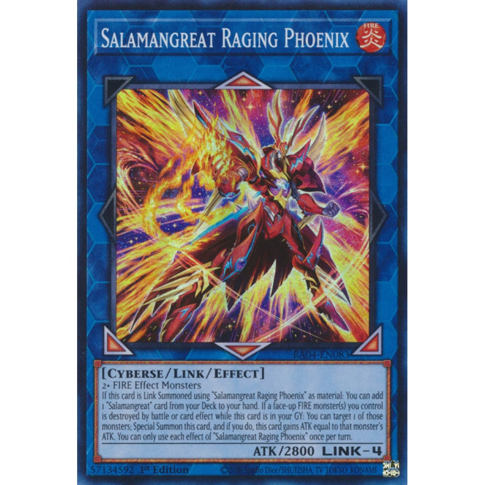 Salamangreat Raging Phoenix RA04-EN083 QCR Quarter Century Secret Rare Yu-Gi-Oh Quarter Century Stampede in Art