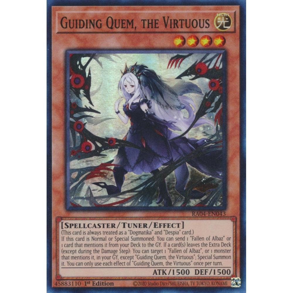 Guiding Quem, the Virtuous RA04-EN043 Super Super Rare Yu-Gi-Oh Quarter Century Stampede in Art