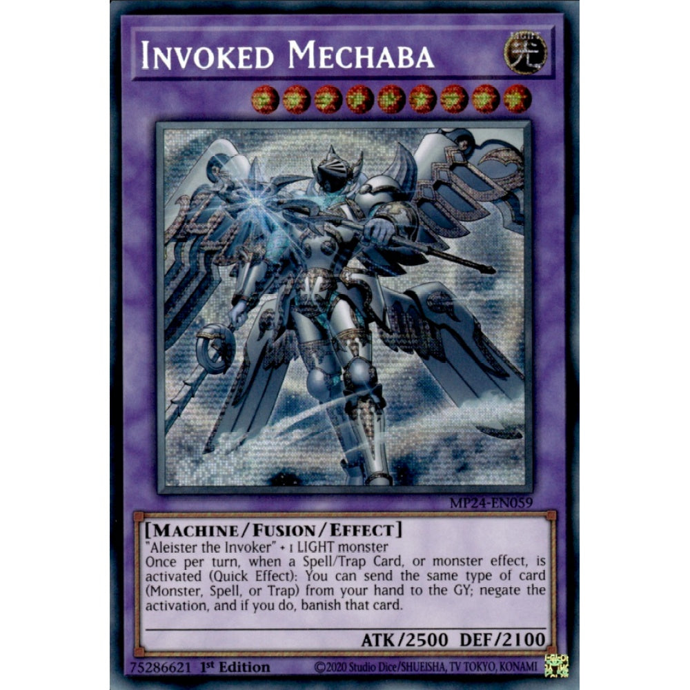 Invoked Mechaba, MP24-EN059, Prismatic Secret Rare, Yu-Gi-Oh!, 25th Anniversary Tin: Dueling Mirrors