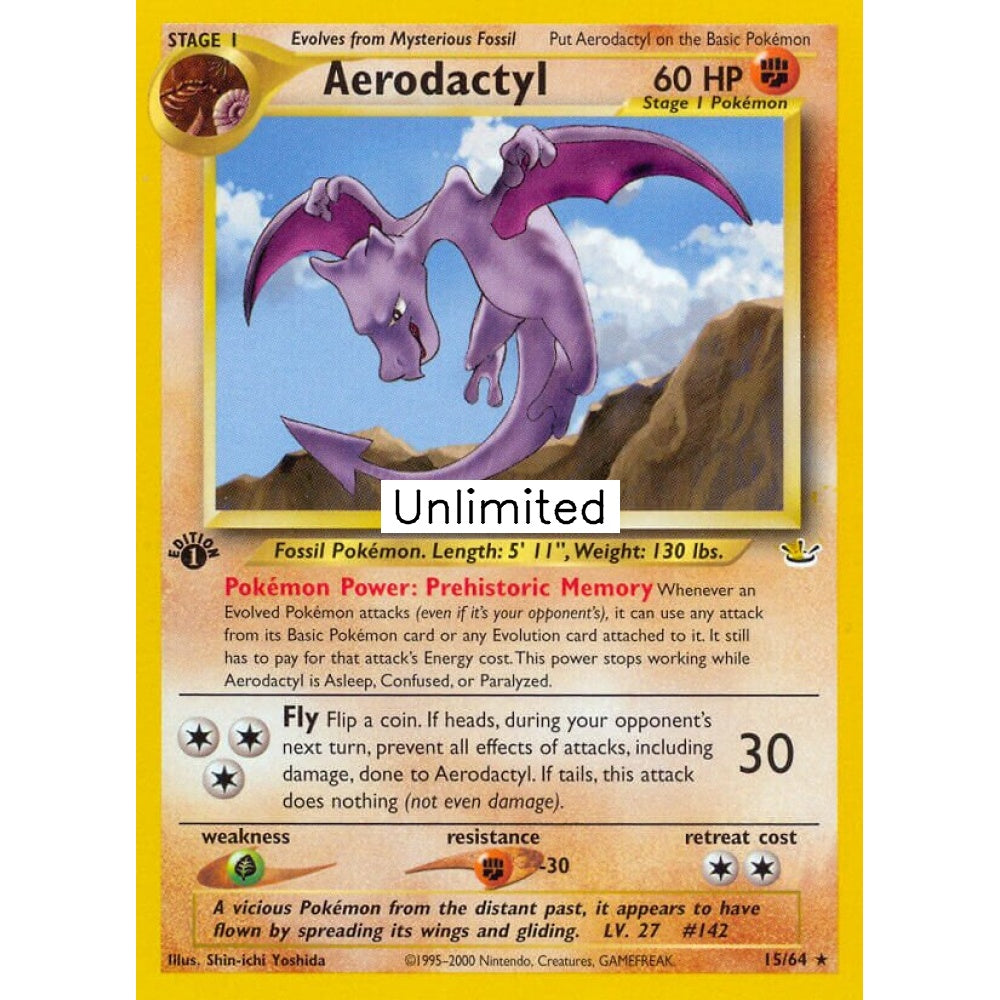 Aerodactyl Rare 15/64 Pokemon Card Game Neo Revelation