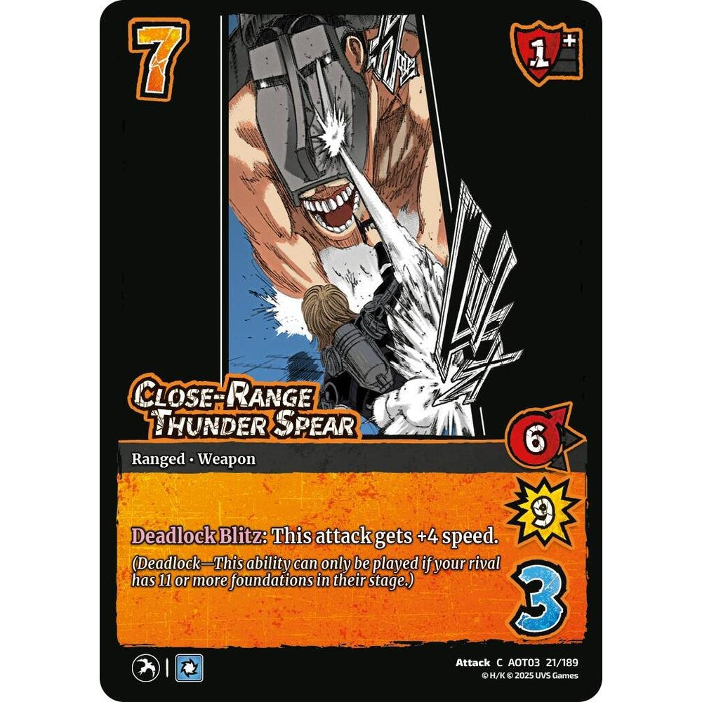 Close-Range Thunder Spear 21/189 AOT03 Universus Attack on Titan: Apocalypse Attack C