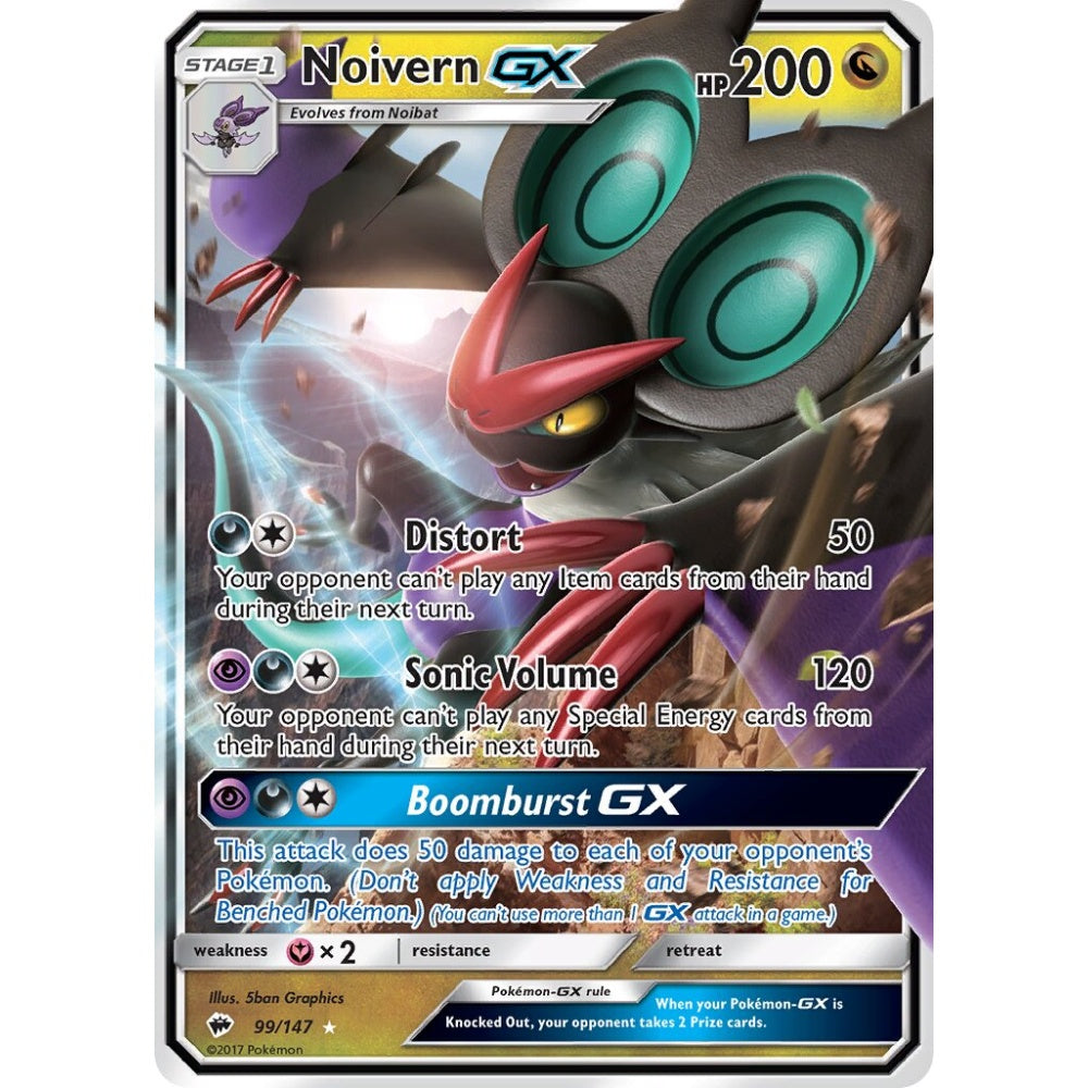 Noivern-GX Rare Holo GX 99/147 Pokemon Card Game Burning Shadows