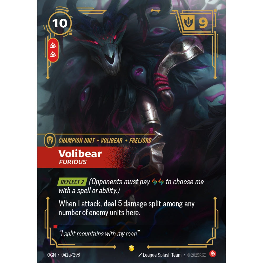 Volibear, Furious OGN-041a/298 Riftbound Card Game Origins Showcase