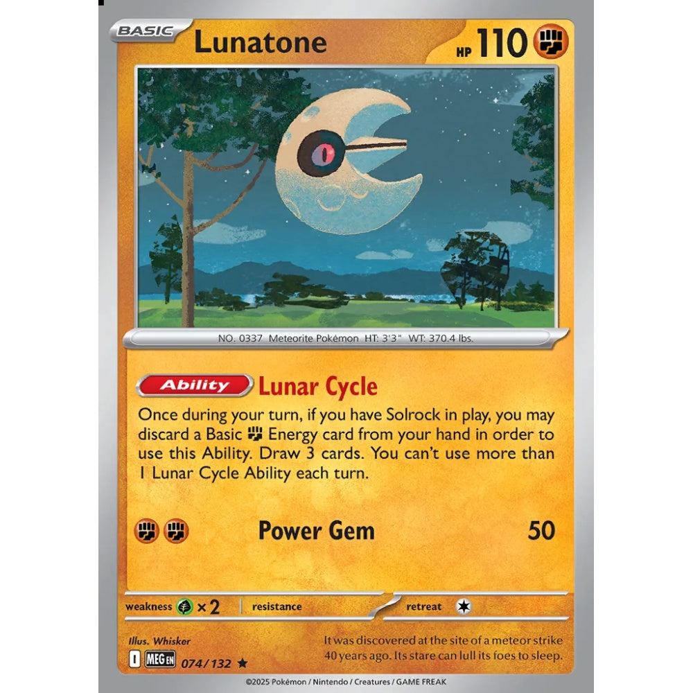 Lunatone Rare 074/132 Pokemon Card Game Mega Evolution