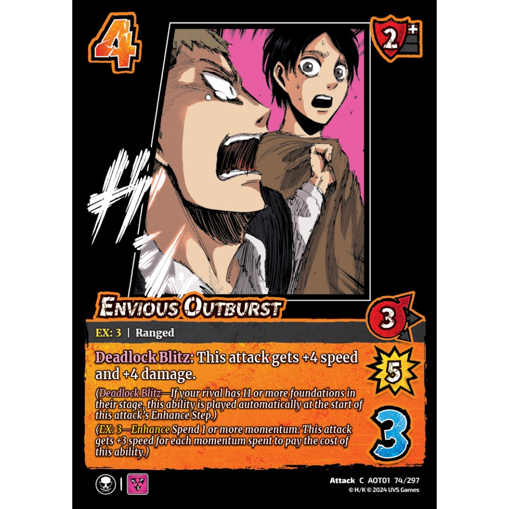 Envious Outburst, 74/297, C, UniVersus, Attack on Titan: Battle for Humanity