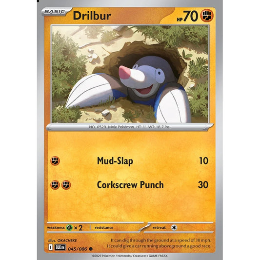 Drilbur Common 045/086 Pokemon Card Game Black Bolt