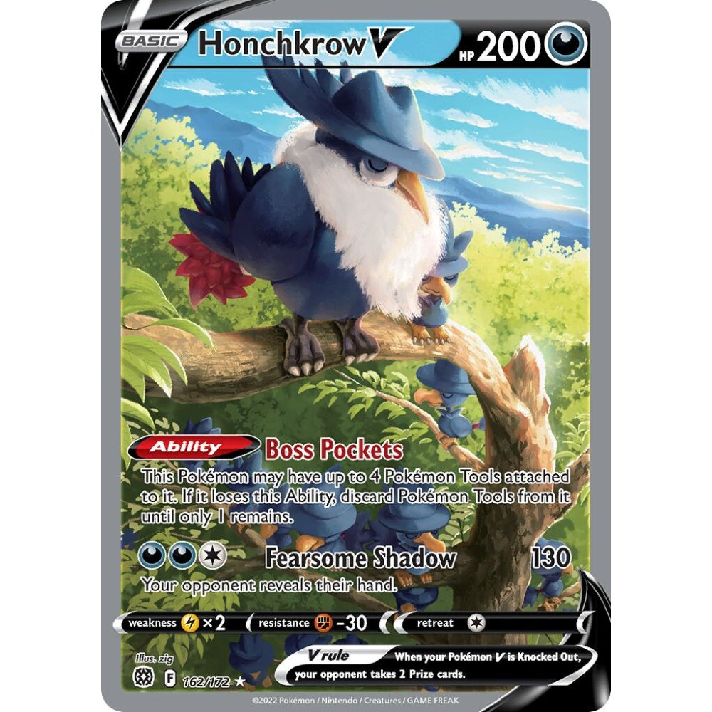 Honchkrow V Rare Ultra 162/172 Pokemon Card Game Brilliant Stars