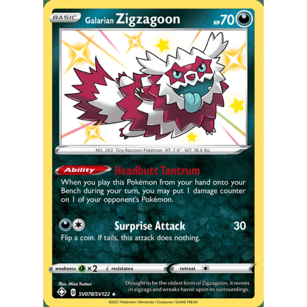 Galarian Zigzagoon Double Rare SV78/SV122 Pokemon Card Game Shining Fates