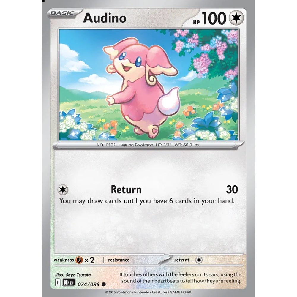 Audino Common 074/086 Pokemon Card Game Black Bolt