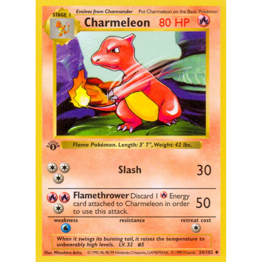 Charmeleon Uncommon 24/102 Pokemon Card Game Base Set