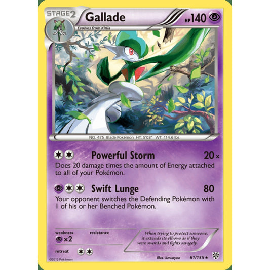 Gallade Holo Rare 61/135 Pokemon Card Game Plasma Storm